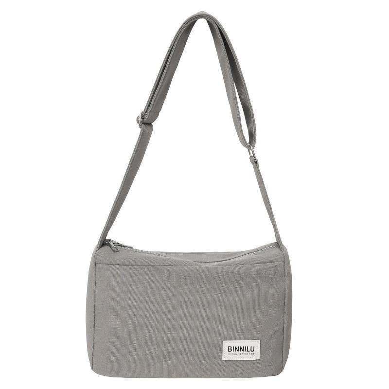 Trendy fashion letter simple sports canvas solid color shoulder bag retro student messenger bag bag