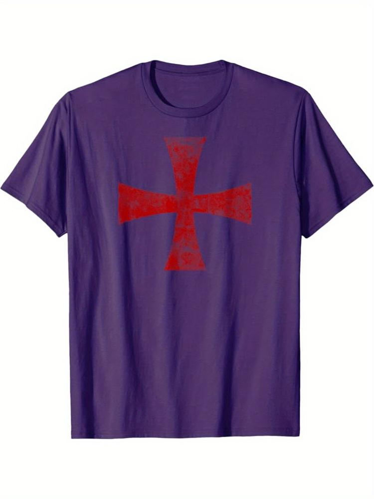 

Templar Cross Simple Christian Temple Cross design100 cotton summer Oneck short sleeve casual printed mens Tshirt 4XL