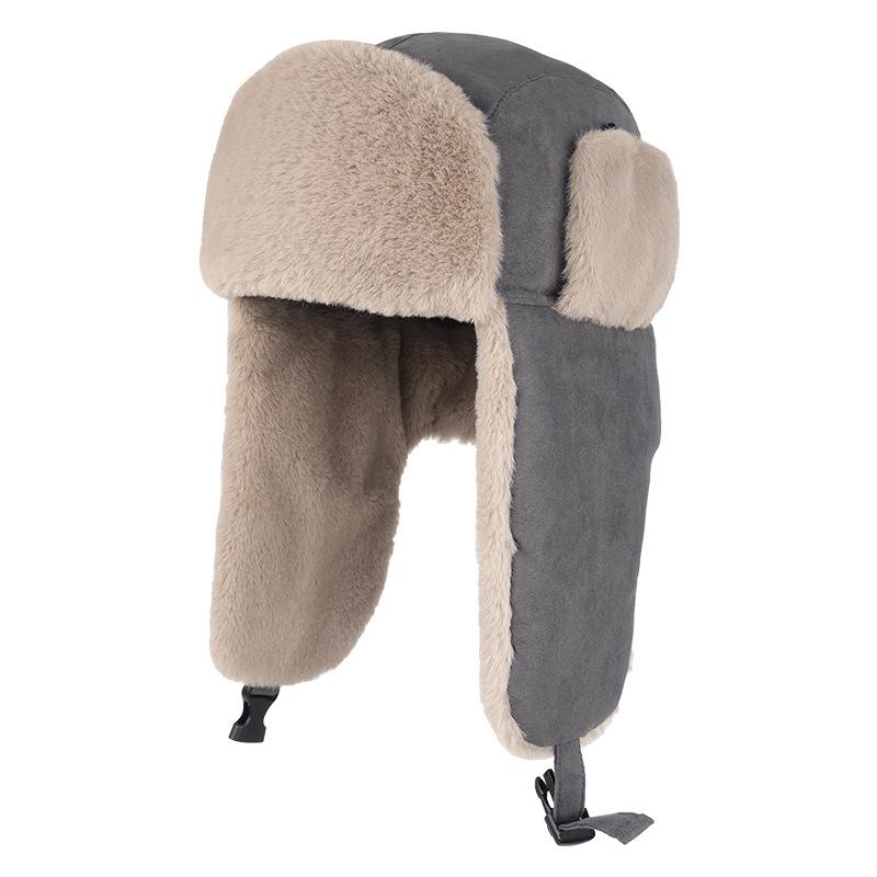 

Теплая шапка, зимняя шапка для катания на лыжах, холодная и ветрозащитная, с утолщенными плюшевыми ушками L（58-60cm）