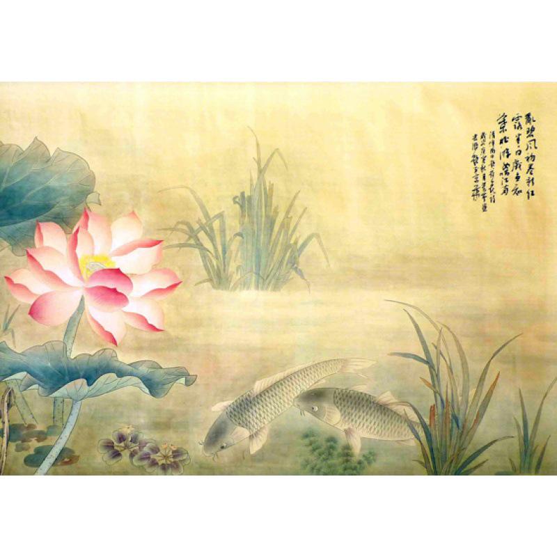 

Lotus Pond Chinese Art Poster with Frame - Decorative Wall Hanging White card paper (non-adhesive) 30*42 cm