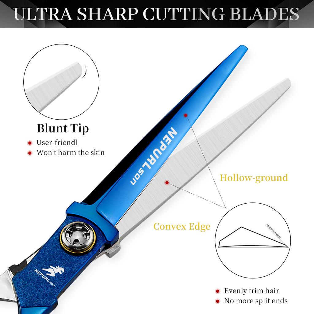 6.0 Inch Blue Vg10 Hairdressing Scissors Barber Scissors Flat Cut Bangs Scissors For Hairstylists