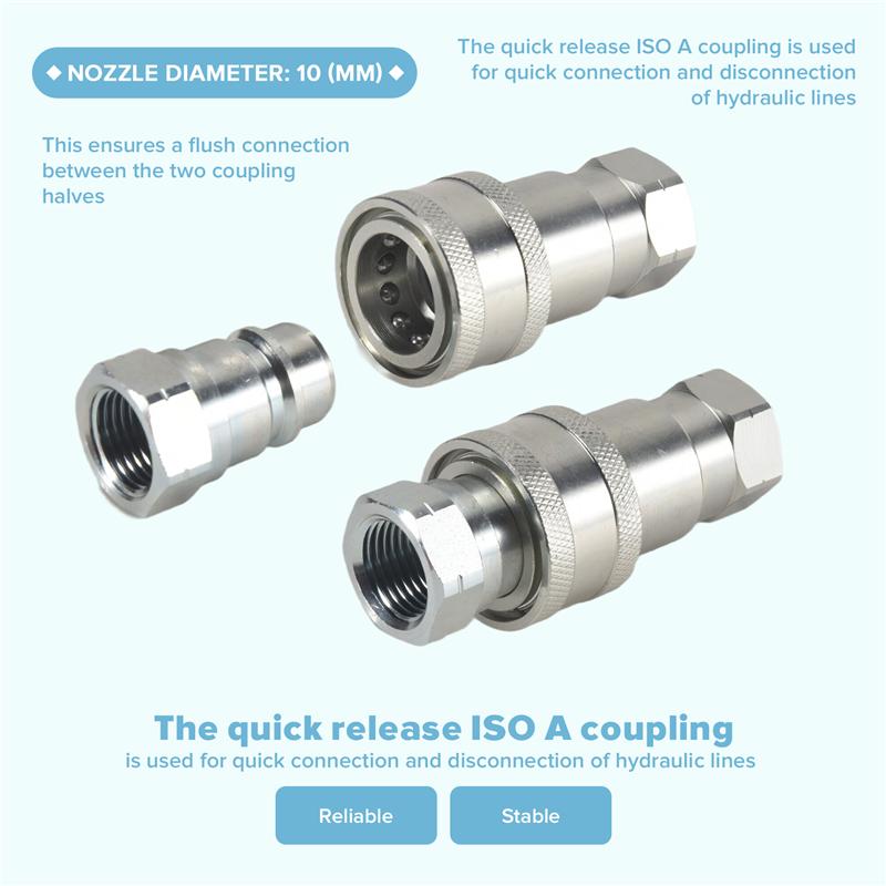 A96I-1Set ISO7241-A NPT Hydraulisk Koppling Kopplingskontakt 1/2 tum Snabbväxlingsgränssnitt Metall