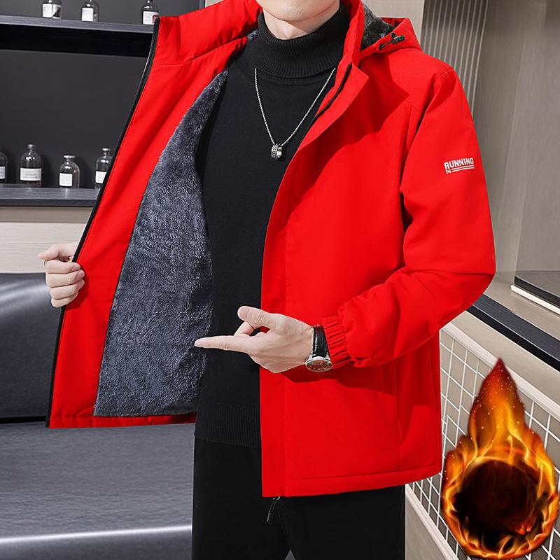 Outdoor Jacket Men's Velvet Thickened Winter Middle-aged Warm Cotton Clothes Winter Jacket