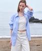 NOIRER FOR WOMAN Jacquard Striped Shirt (Blue)