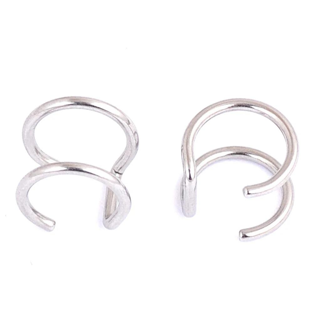2 PCS New Punk Rock Ear Clip Cuff Wrap Earrings No Piercing-Clip Hollow Out U Pattern Statement Fashion Jewelry Gifts