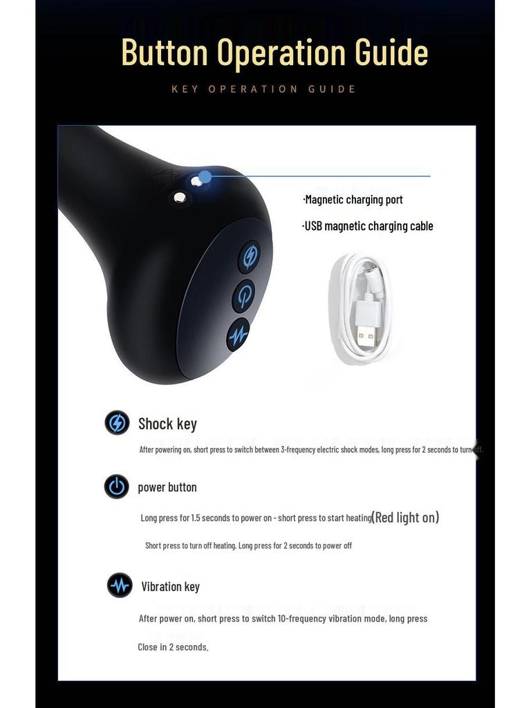 Miao Yin Fang Triple-Motor Vibrator: Electric Shock Anal Plug for Male and Female Prostate Stimulation.