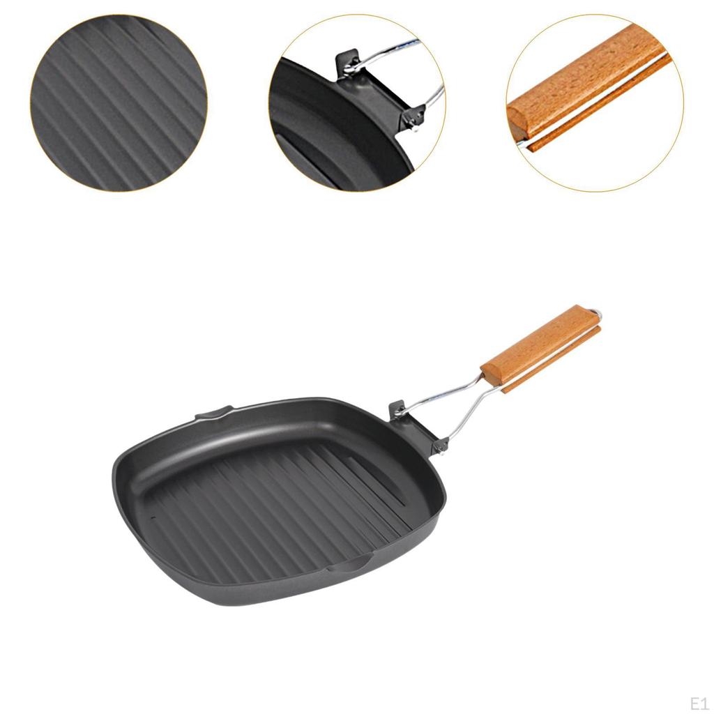 Korean BBQ Serving Platter Barbecue Grill Plate Folding Handle Fry Pan Egg Cooking Versatile