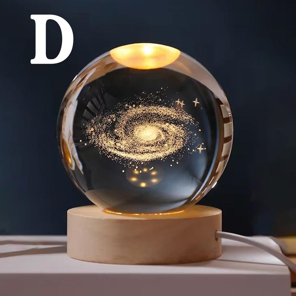 LED Night Light Solar System Galaxy Crystal Ball Table Lamp - Luminous Planet Bedside Lamp, An Ideal Gift For Astronomy Enthusia