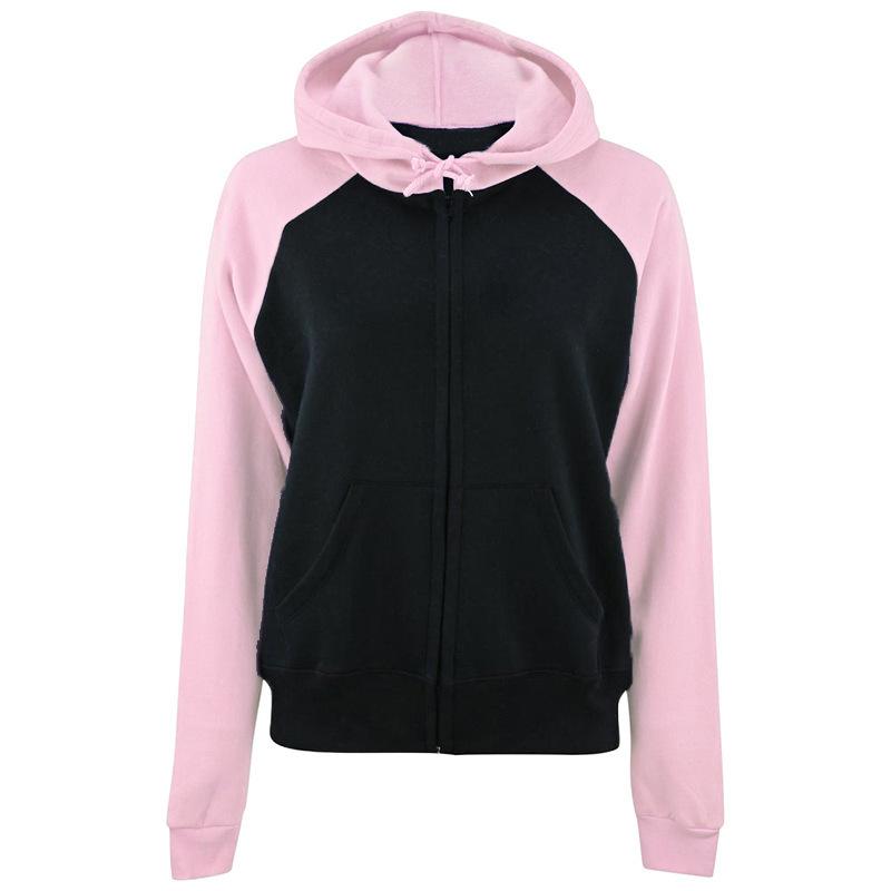 Women's autumn and winter fashion versatile long-sleeved zipper drawstring hooded sweatshirt