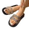 Foreign Trade Large Size Summer New Thick-soled Cool Slippers Women's European and American One-word with Double Buckle Outer Wear Women's Shoes