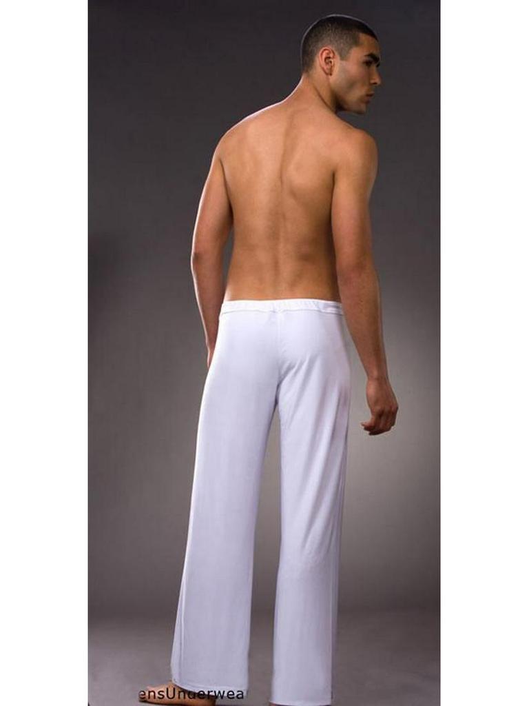 Pánské prodyšné volné pyžamové kalhoty - Hladké, chladivé a ležérní dlouhé domácí oblečení