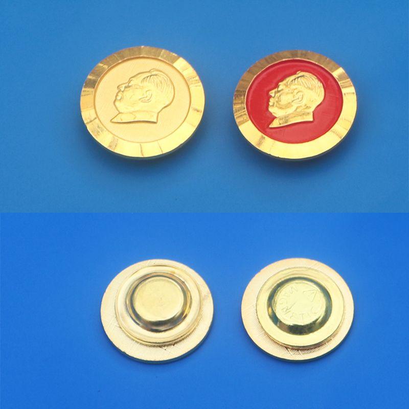 

Chairman Mao Magnetic Snap Badge Gold Red Gold Plated Brooch Great Man Head Portrait Badge Business Suit Ornament Gift Box Gold red cardboard one each