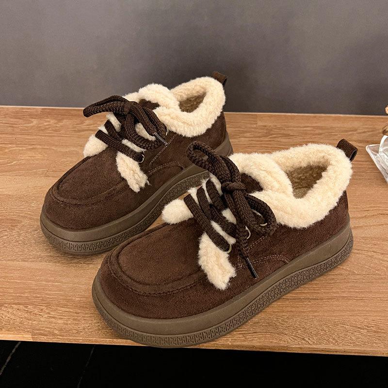 Leather Retro Women's New Winter Thick-soled Warm Cotton Shoes, Piled and Thickened Snow Boots