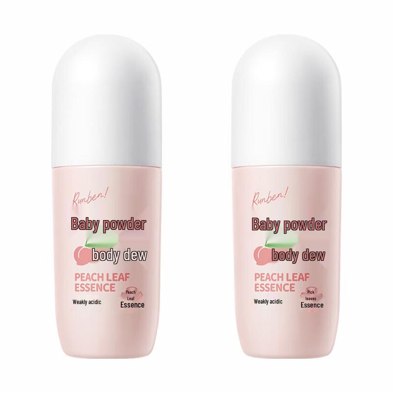 RUNBEN Baby Peach Leaf Essence Liquid Talcum Lotion 100ml x 2