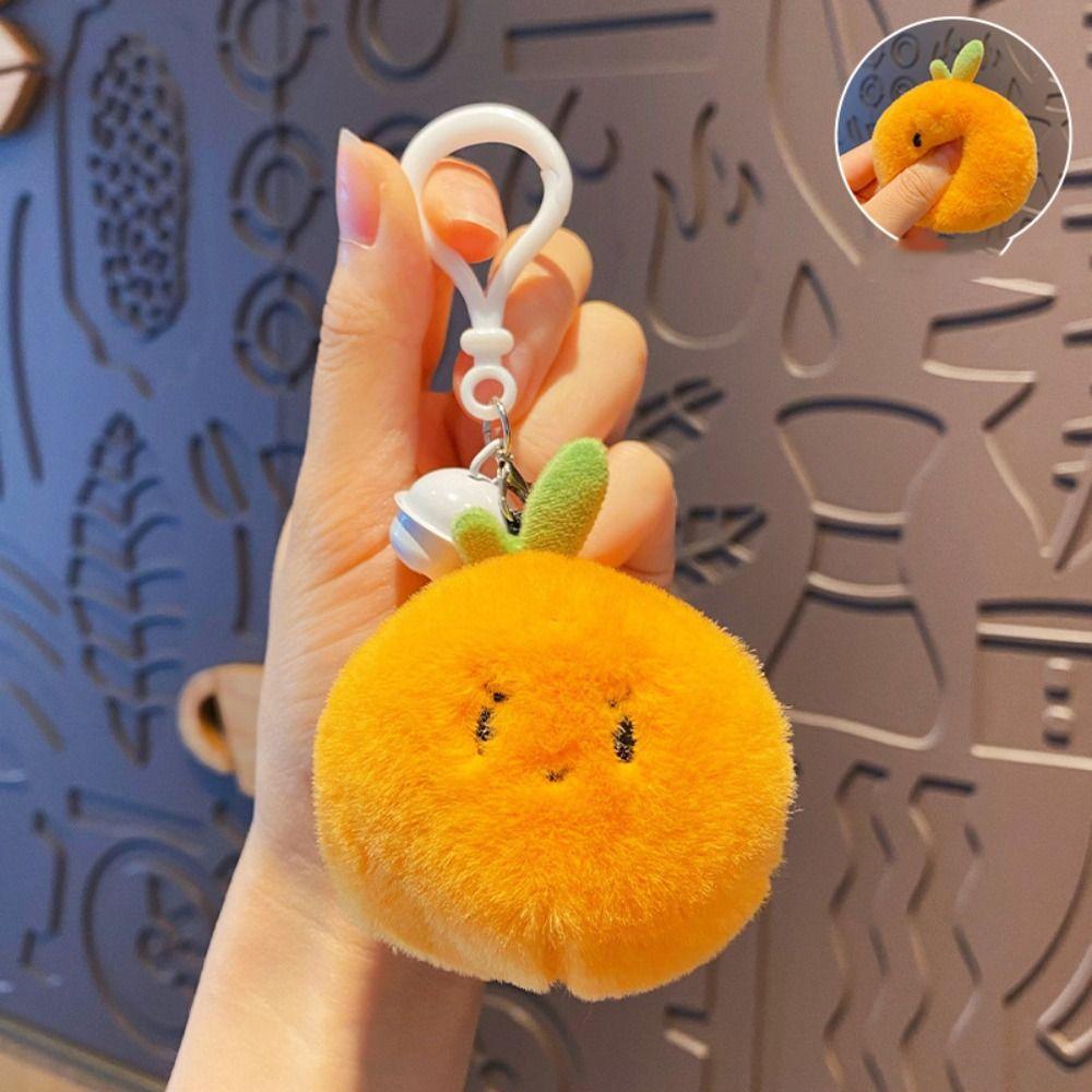 Bag Hanging Tangerine Plush Keychain Fluffy Tangerine Car Key Ring  Backpack Decor