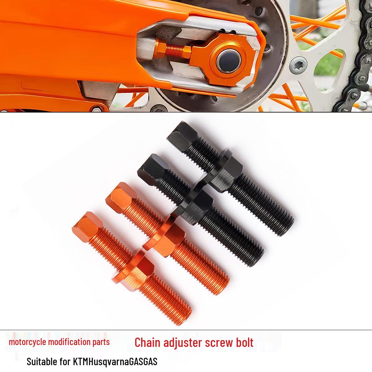 CNC Rear Chain Adjuster Bolt Nut for Off-road Motorcycles - Fits KTM, Husqvarna, GasGas. Orange