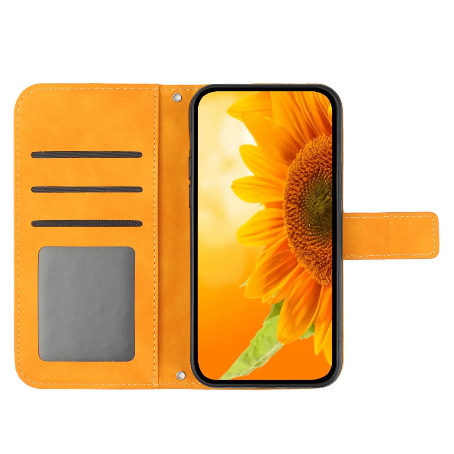 

HT04 For Oppo Reno11 F 5G/F25 Pro 5G Case with Shoulder Strap Sunflower PU Leather Flip Phone Cover Yellow
