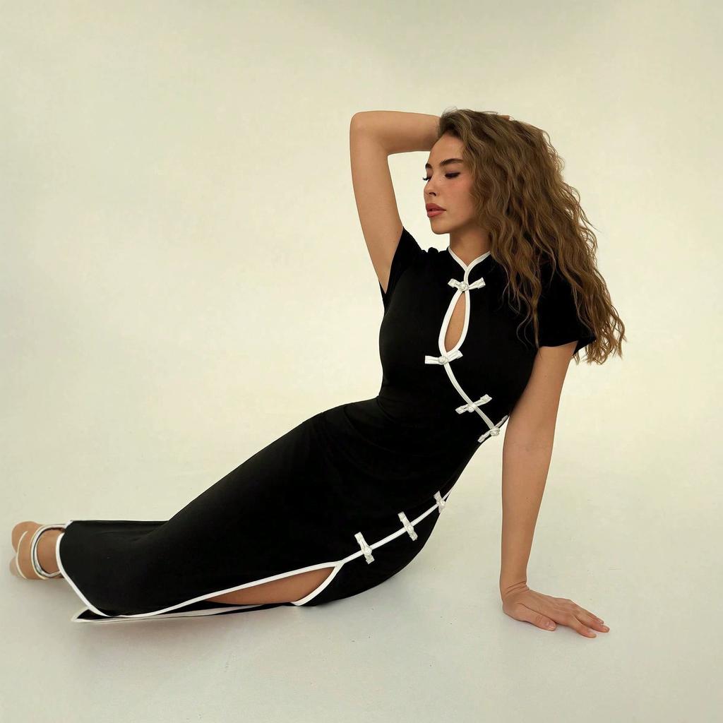 European and American new retro modified cheongsam sexy dress pure desire sexy dress