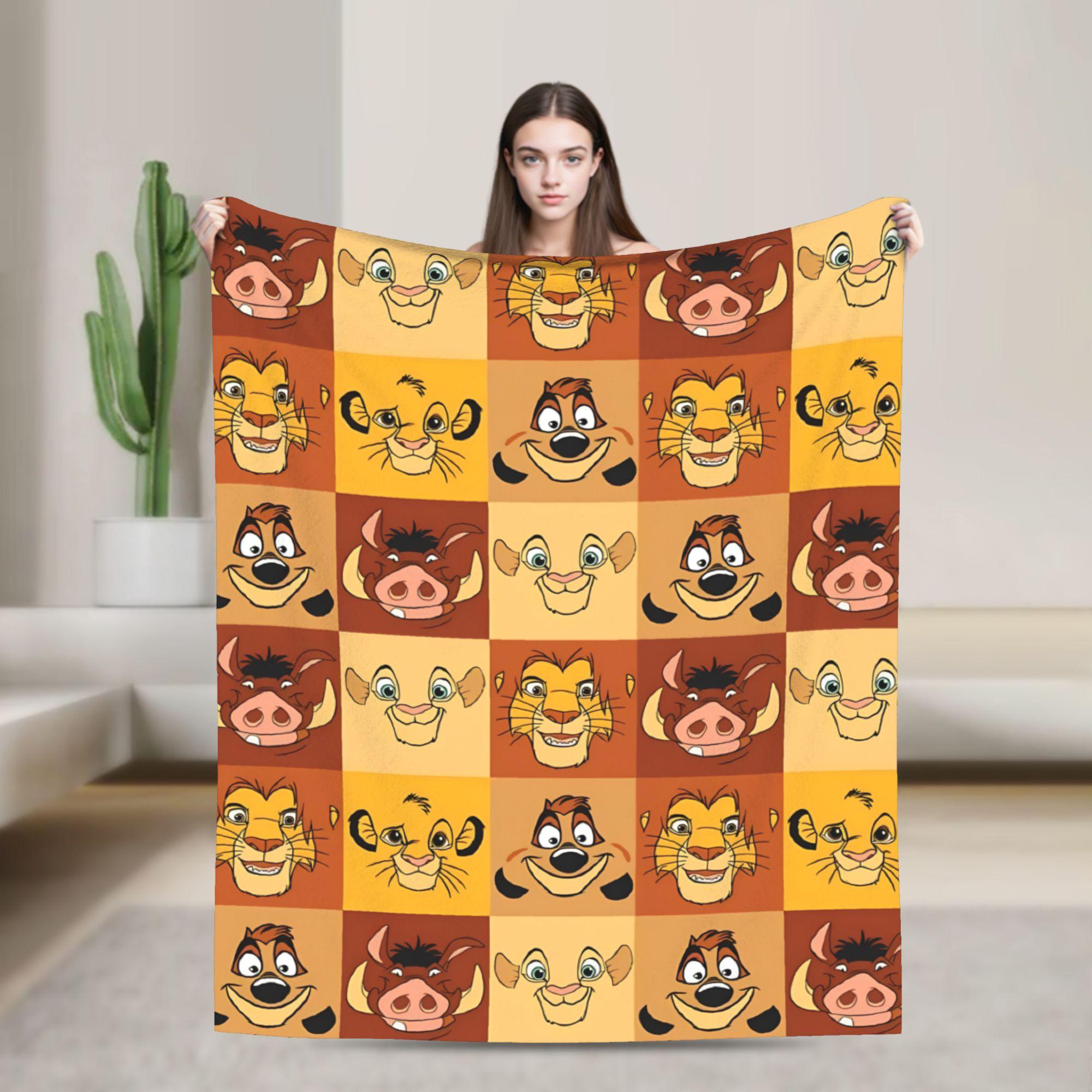

Retro Bows Hakuna Matata Lion King Simba Blanket Flannel Super Soft Throw Blankets for Car Sofa Couch Bed Rug 130cmx150cm