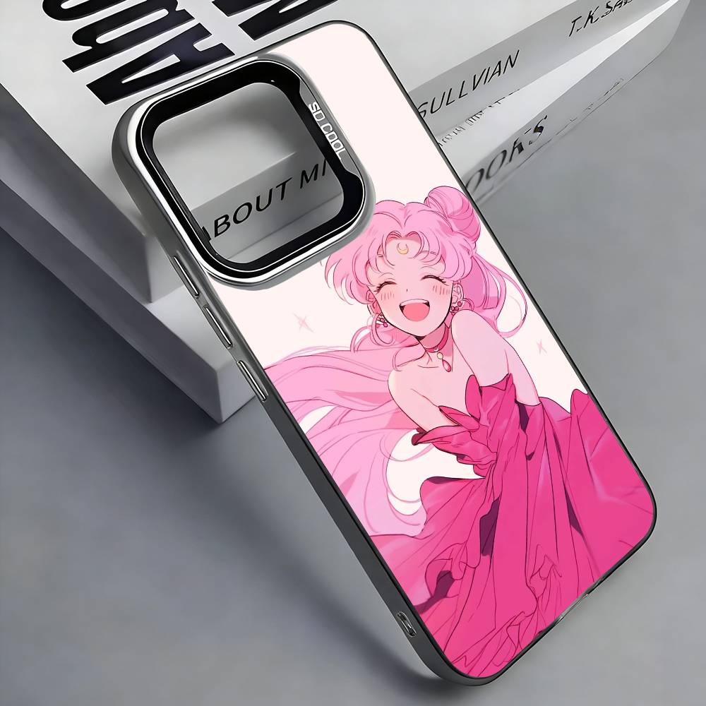 Coque de téléphone colorée Argentée au dos S-Sailor M-Moons Pour IPhone 17 16 15 14 13 12 11 Plus Pro Max Plus