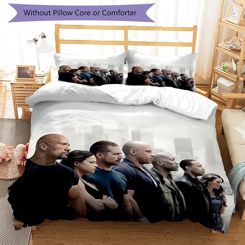 3pcs Fast and Furious Pattern Bedding Set Duvet Cover Set Includes Duvet Cover &pillowcases, Perfect All Season Bedroom Decoration & Gift