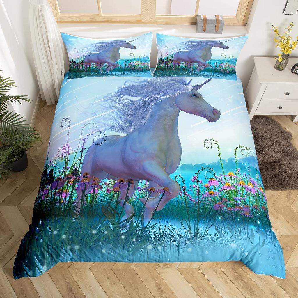 Cowgirl Horse Duvet Cover Set King Romantic Butterfly Bedding Set Farm Animal Comforter Cover Western Tribal Boho Quilt Cover