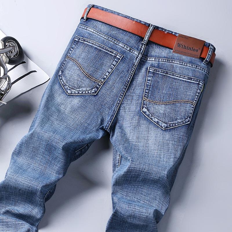 Stretch Business Jeans Slim Fit Straight Leg Casual Pants For Men