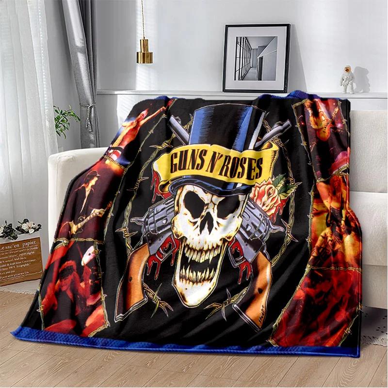 Guns N Roses Hard Rock Band Blanket,Soft Throw Blanket for Home Bedroom Bed Sofa Picnic Travel Office Rest Cover Blanket Kids