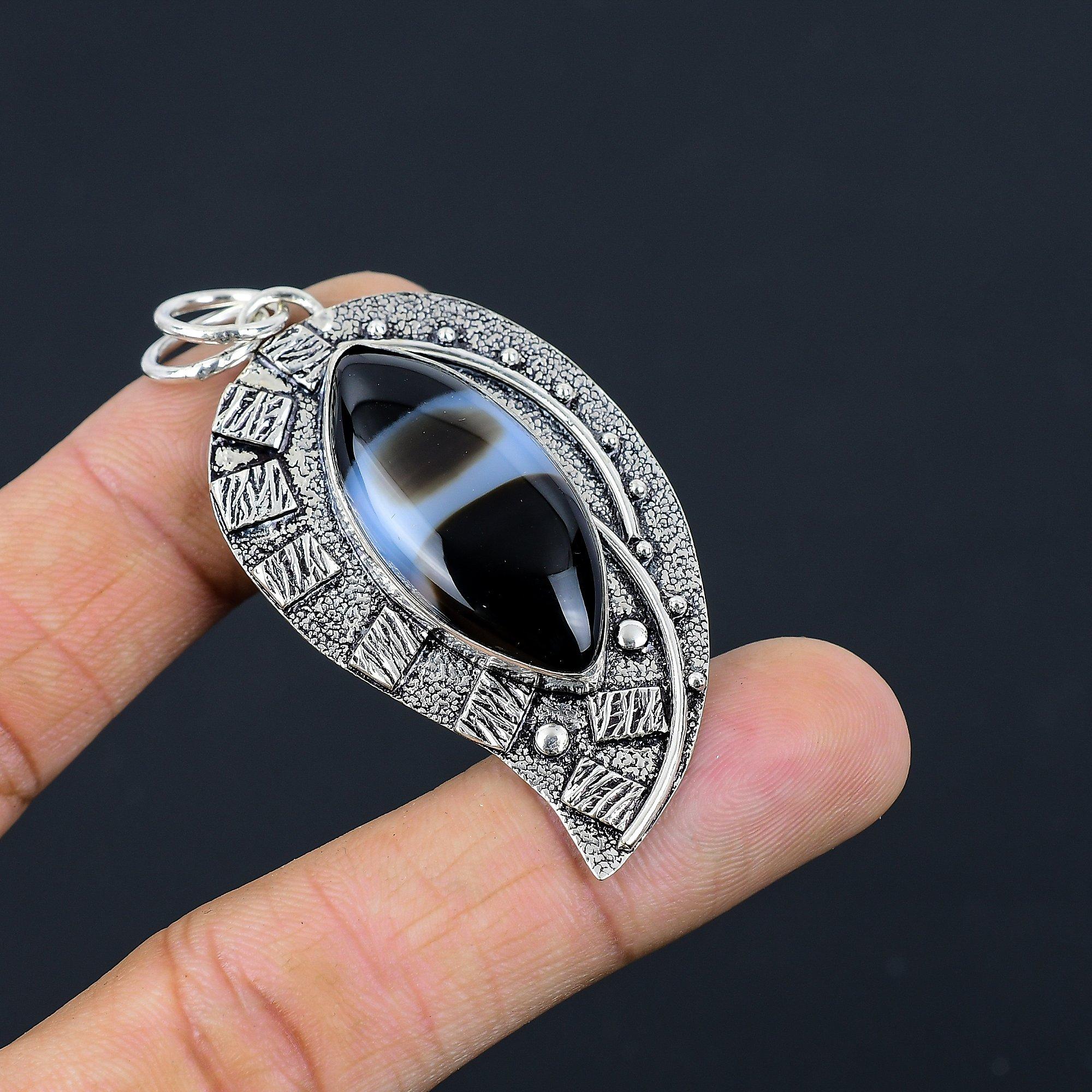 Mothers day Sale 925 Sterling Silver Natural Sardonyx Bezel New Pendant Jewelry