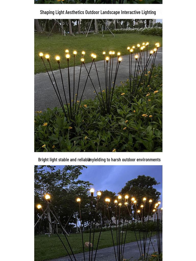 LED Wind-Powered Firefly Lights, 6 or 8 Heads, Outdoor Landscape Decoration for Parks and Streets