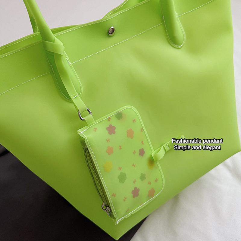 Jelly Color Pvc Clear Tote Bag Women Commute Shoulder Bag Large Capacity Waterproof Shopper Pouch Transparent Top Handle Handbag