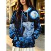 Hooded Sweater Woman Pet Handshake Paw Print Love Print Large Size Loose Autumn and Winter Casual Jumper Hoodie