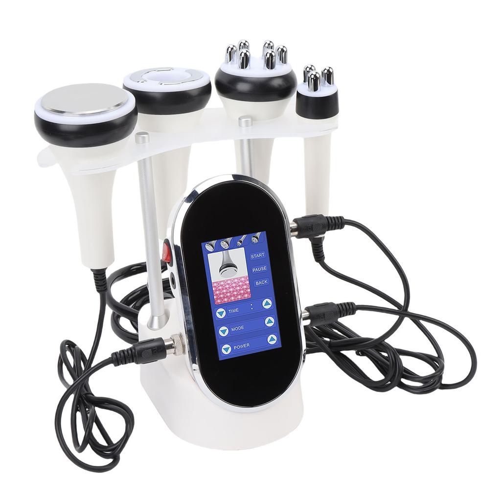 4 In 1 RF Cavitation Machine Fat Reduction Radio Frequency LED Body Slimming Machine with 4 Function Heads for Home Spa