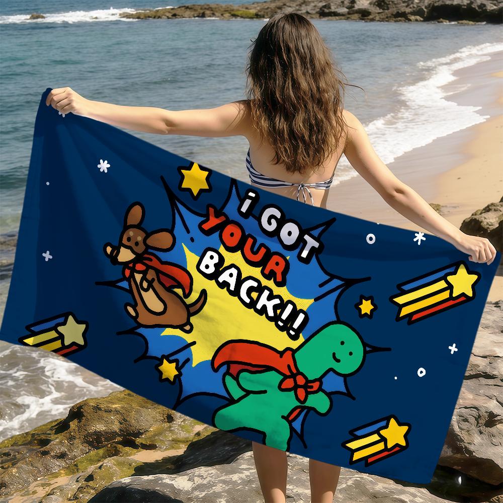 cute funny cartoon art j-Joguman Dinosaur soft Dry Beach Towels Trip Towel swim Summer Holiday Vacation bathing Pool Camp Gift