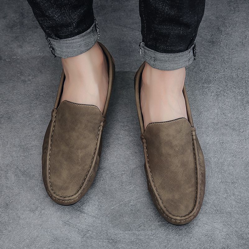 

Модные мужские кожаные туфли-слипоны цвета хаки в британском стиле, легкие, модные 2025, социальная распродажа, высокое качество, ретро, для взрослых, мужская повседневная обувь 39