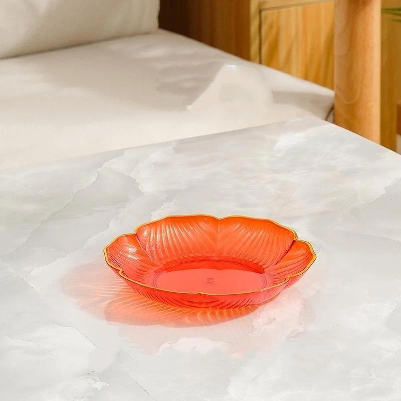 Klare Plastik Dessertteller Goldrand Blumenmuster Für Nachmittagstee Snack Kuchen Täglichen Gebrauch
