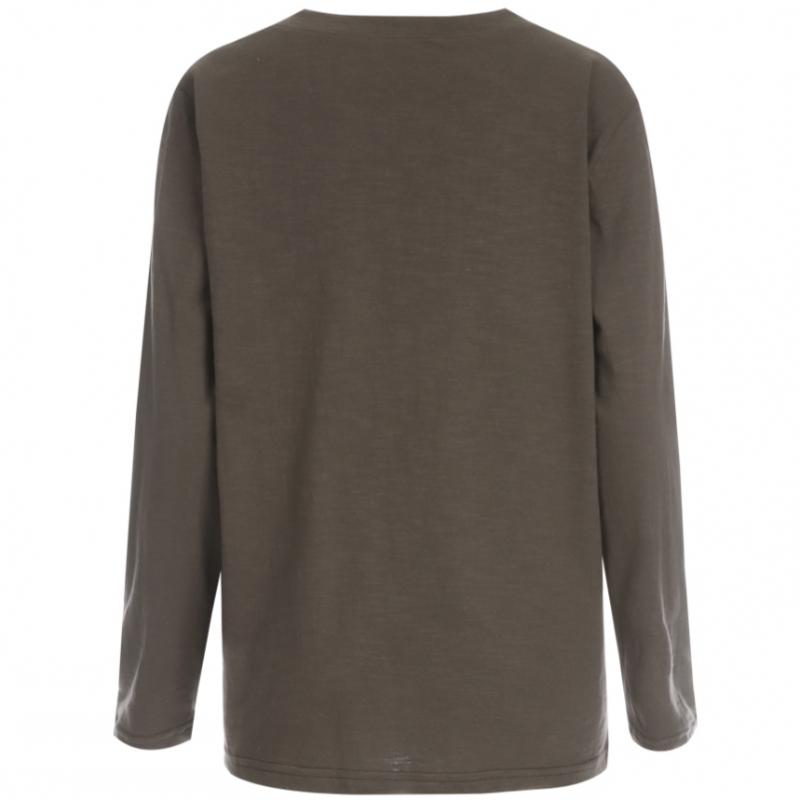 Shop Women Solid Slub V Neck Daily Long sleeVe T shirT Indi Pink Dai Wsh 1056