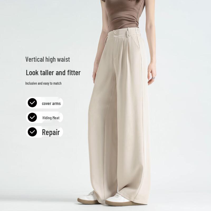 Women s High-Waisted Wide-Leg Casual Trousers M