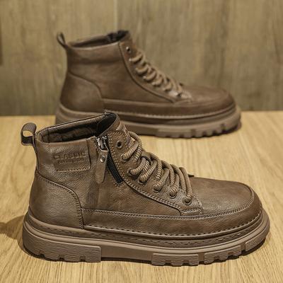 Italienische Marke Herren Lässige Leder Stiefeletten Mode Flach Designer Rutschfeste Wanderschuhe High Top Schuhe Outdoor Wanderschuhe