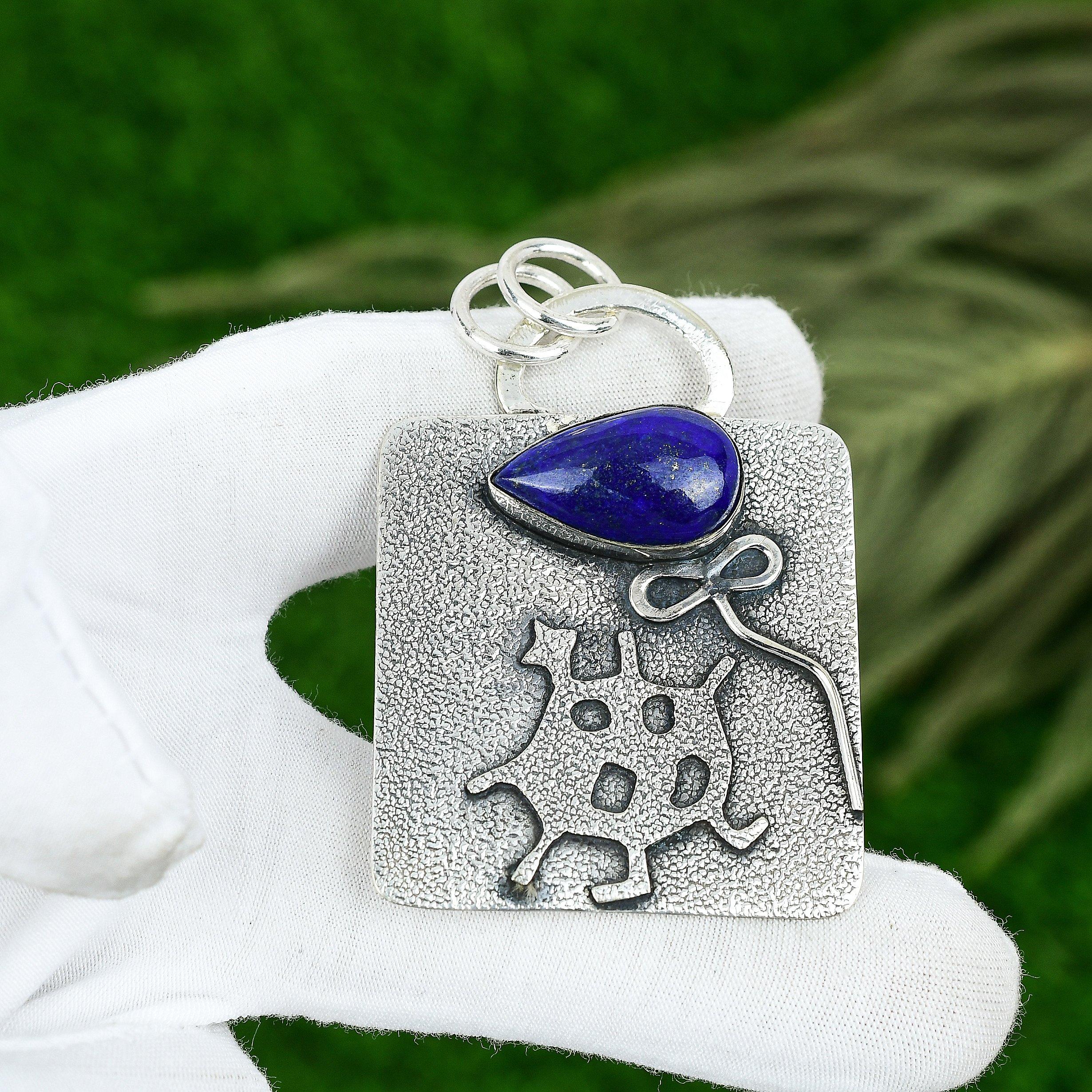 Friendship Day Sale Natural Lapis Lazuli New Pendant Jewelry 925 Sterling Silver