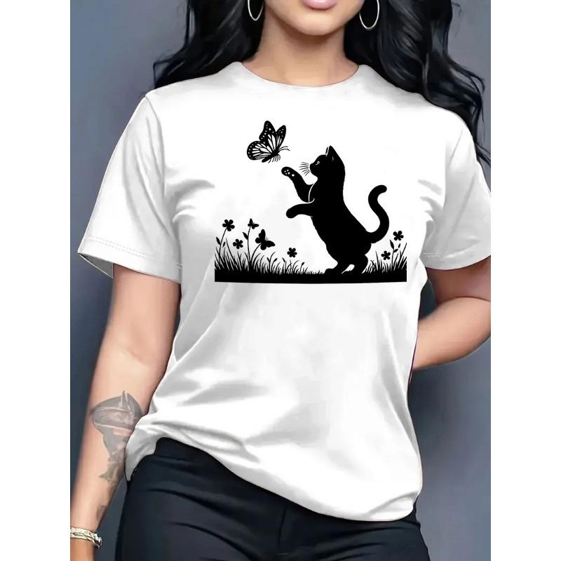 2026 New Summer Women's Printed Round Neck Fashionable Casual Versatile Short-Sleeve T-Shirt Top Y2k Top