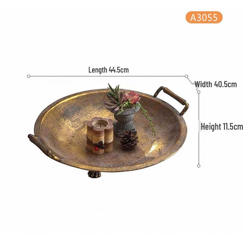 Antique Gold American-Style Bird Feeder & Garden Tray for Studio Photography and Fruit Display