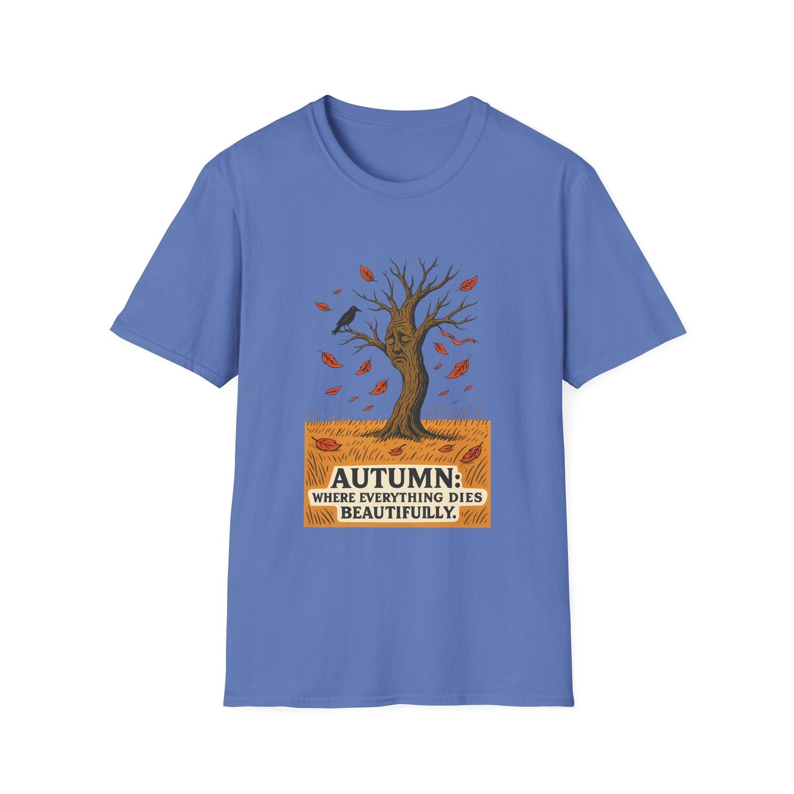 Unisex Softstyle T-Shirt Mens Womens Tees Top Lone Tree Crimson Leaves Golden Field Poetic Autumn Art 4XL