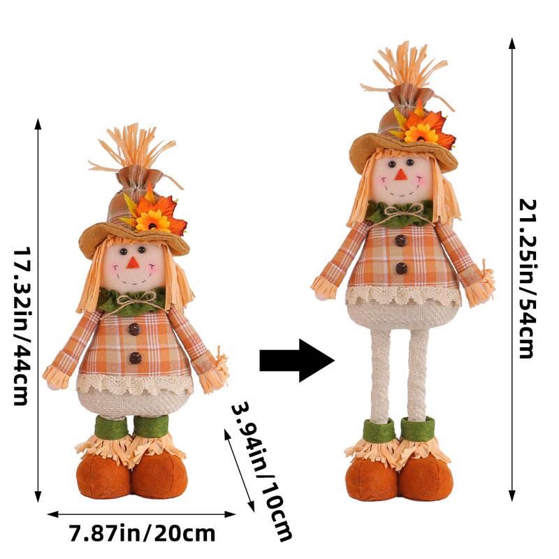 Rustic Autumn Harvest Scarecrow Decor, Plaid & Sunflower Accents for Thanksgiving, Halloween, Farmhouse Wall Decor, Party Props