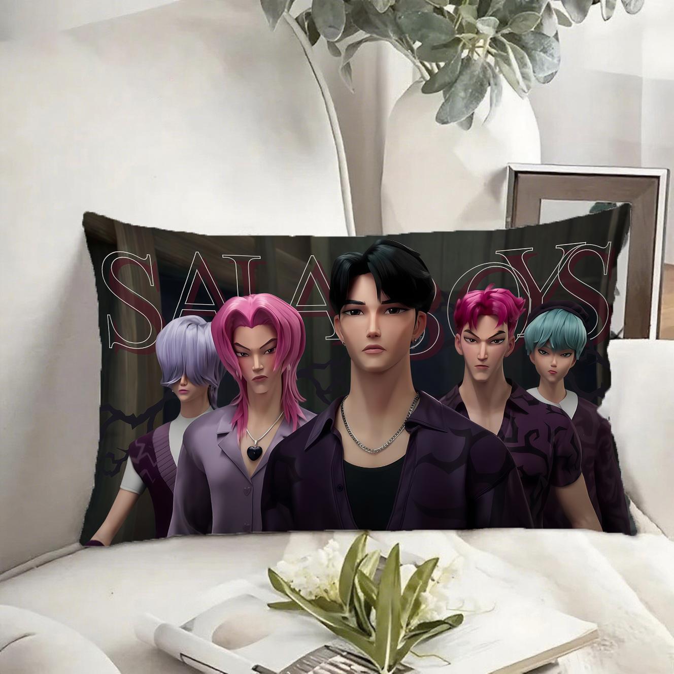 

KPop Demon Hunters Наволочка в стиле аниме: разноцветные звездные персонажи, классные узоры, модный декор для дома 30x50cm