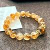 10Mm Retro Natural Citrine Yellow Tower Crystal Bracelet Beaded Bracelet Tiger Eye Stone Light Luxury Jewelry