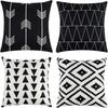 Housses de coussin à motif géométrique noir et blanc Housse de coussin adaptée pour canapé, chambre, voiture