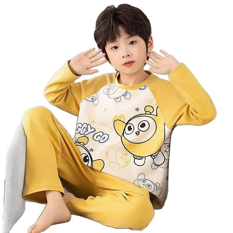 Spring/Autumn Long Sleeve Pajama Set for Boys - Cartoon Design for Kids & Teens