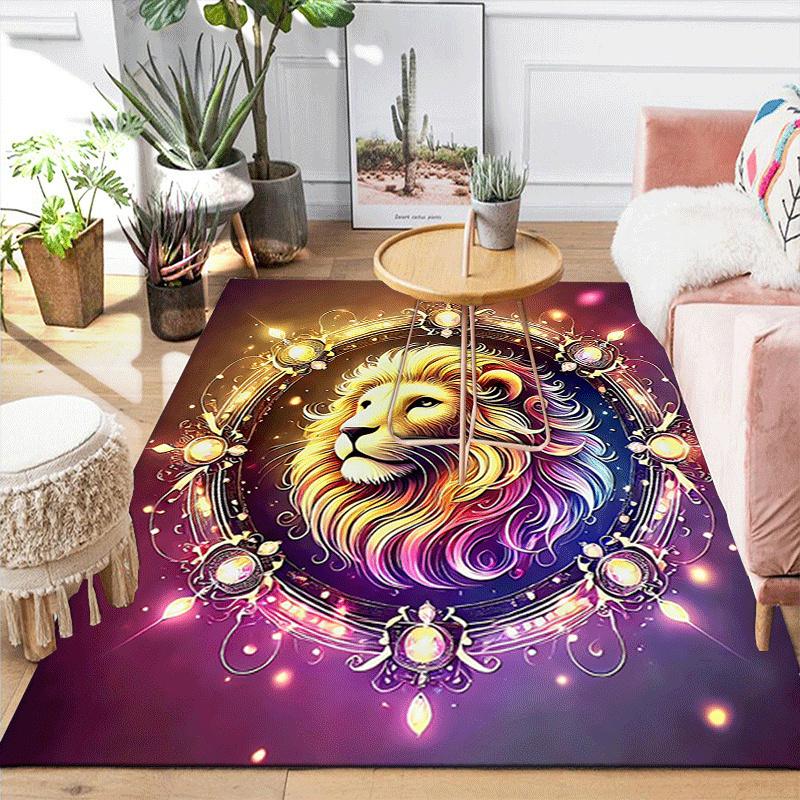 1pc Order of the Lion Print, Design Indoor Area Rug, Soft, Anti-Slip, and Durable Gaming Room Decor for Bedroom, Living Room, and Exercise R