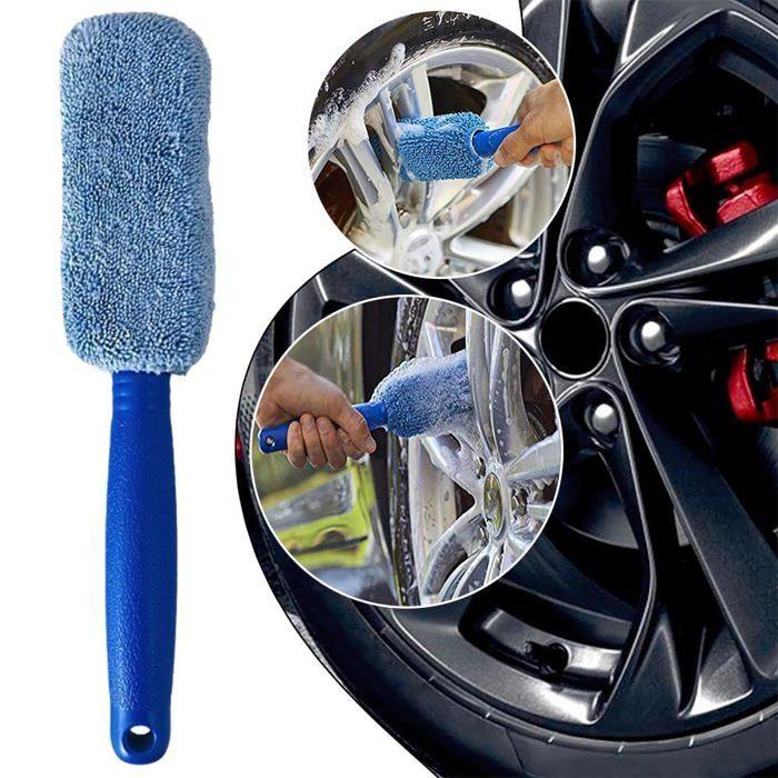Brosse de Jante de Roue, Brosse de Nettoyage de Roue de Voiture en Microfibre à Long Manche Doux Outil (Orange)